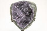 Sparkly Dark Purple Amethyst Geode With Metal Stand #208988-1